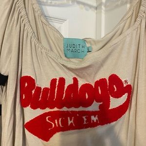 Judith March UGA Georgia Bulldogs Sic 'Em bell sleeve and off shoulder